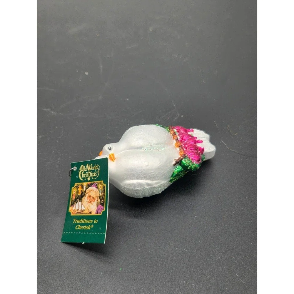 Old World Christmas Ornament Blown Glass Lovebirds Birds